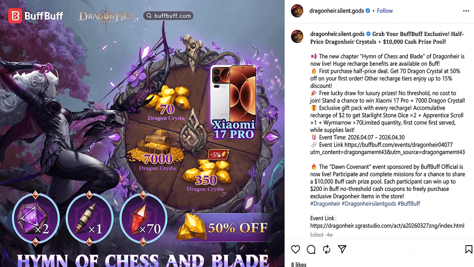 Dragonheir Official Instagram Endorsement